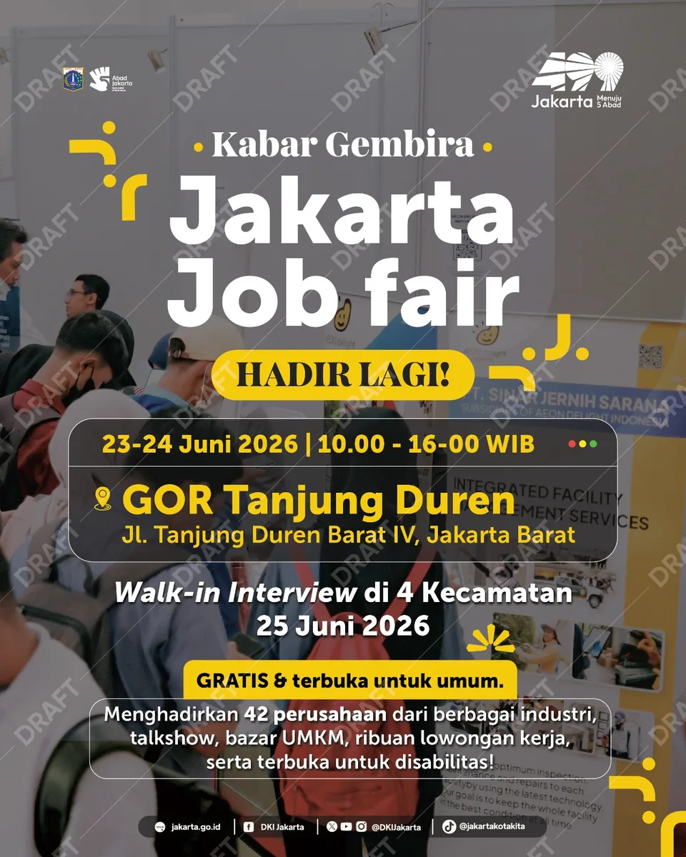 Job Fair Kabupaten Mojokerto 2026 (Suku Dinas TKTE Wilayah Kabupaten Mojokerto Barat) : 23-24 Juni 2026